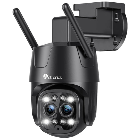 2,4GHz/5GHz Ctronics 2K 4MP Caméra Surveillance WiFi Exterieure à Double Objectif  avec Suivi Auto du Zoom Détection Humaine 6X Zoom