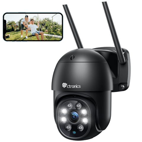Ctronics Caméra de Surveillance WiFi Extérieure PTZ Caméra IP 360° Détection de Mouvements Humaine Suivi Automatique