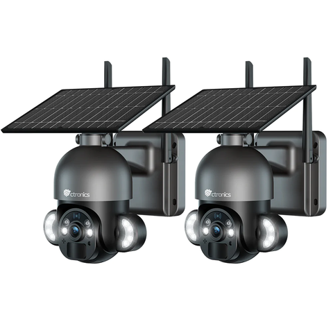 2K 4MP Ctronics Caméra Surveillance WiFi Solaire Extérieur  sur Batterie 10000mAh Vision Nocturne Couleur Détection Humaine PIR