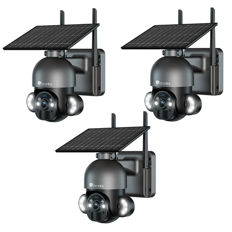 2K 4MP Ctronics Caméra Surveillance WiFi Solaire Extérieur  sur Batterie 10000mAh Vision Nocturne Couleur Détection Humaine PIR