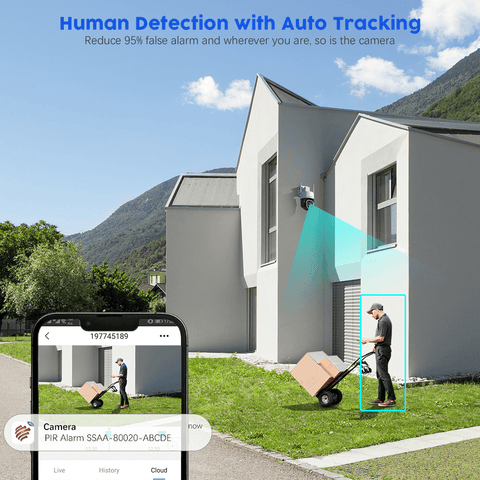 Caméra Surveillance Extérieure 4G LTE PEEIPM Avec Carte SIM - 360° PTZ Sans WiFi, Vision Nocturne Couleur 24/7, AI Motion Tracking, IP65