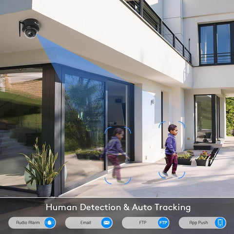 Ctronics 5MP Caméra Surveillance WiFi Extérieure PTZ - Suivi Auto, Vision Nocturne 30M, Audio Bidirectionnel