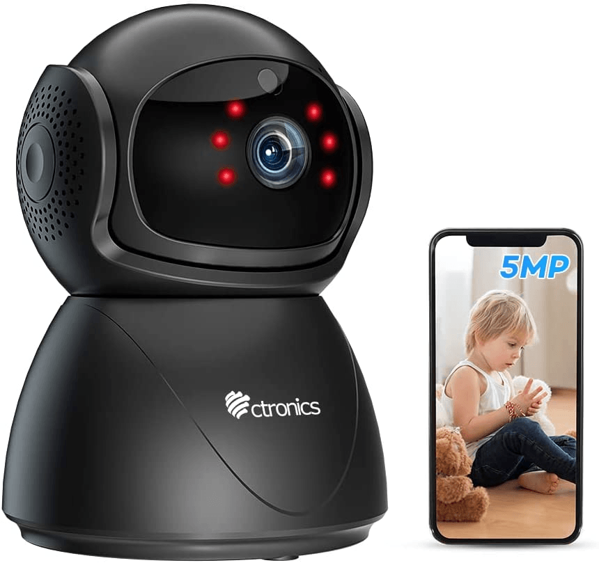 5MP Caméra Surveillance WiFi Intérieur Ctronics 360° PTZ Caméra avec Détection Humaine/Mouvement Suivi Auto - fr.ctronics