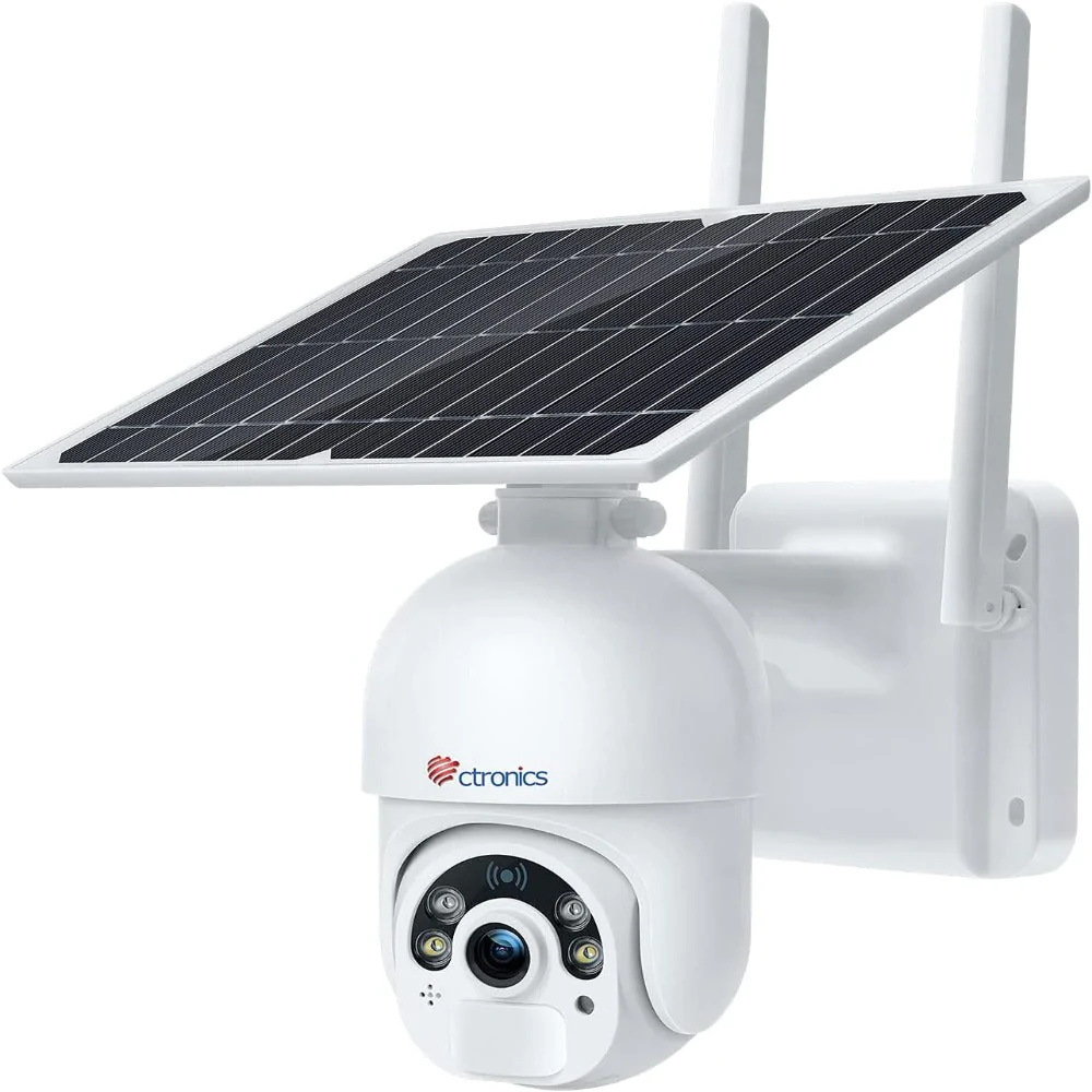 1080P Caméra Surveillance WiFi Extérieure avec Panneau Solaire sur Batterie Rechargeable Détection Humaine PIR