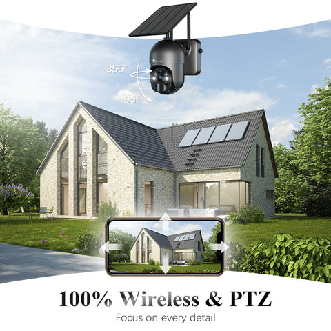2K 4MP Caméra Surveillance WiFi Solaire Extérieur Ctronics PTZ Caméra de Surveillance sans Fil sur Batterie 10000mAh Vision Nocturne Couleur